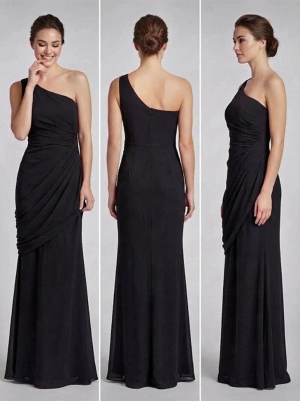 Black One-Shoulder Black Maxi Dress NWT